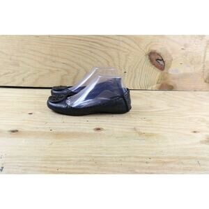 Tory Burch Shoes Women Sz 7.5 Gabi Whipstich Black Leather Logo Ballet Flats